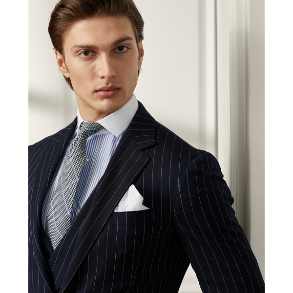 Navy & Cream Kent Pinstripe 3-Piece Suit Purple Label 6