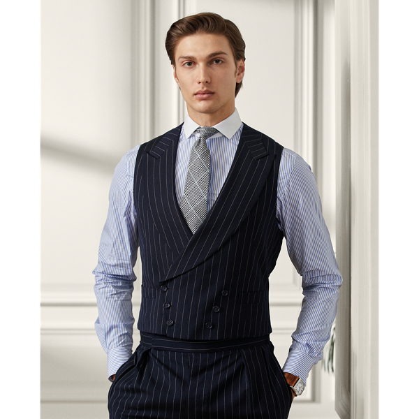 Navy & Cream Kent Pinstripe 3-Piece Suit Purple Label 8
