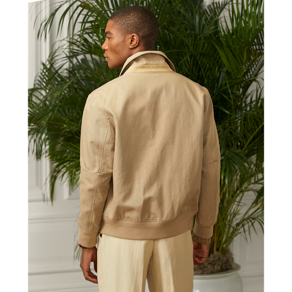 Caf&eacute; Tan Aidan Cotton-Linen Flight Jacket Purple Label 5