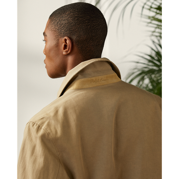 Caf&eacute; Tan Aidan Cotton-Linen Flight Jacket Purple Label 7