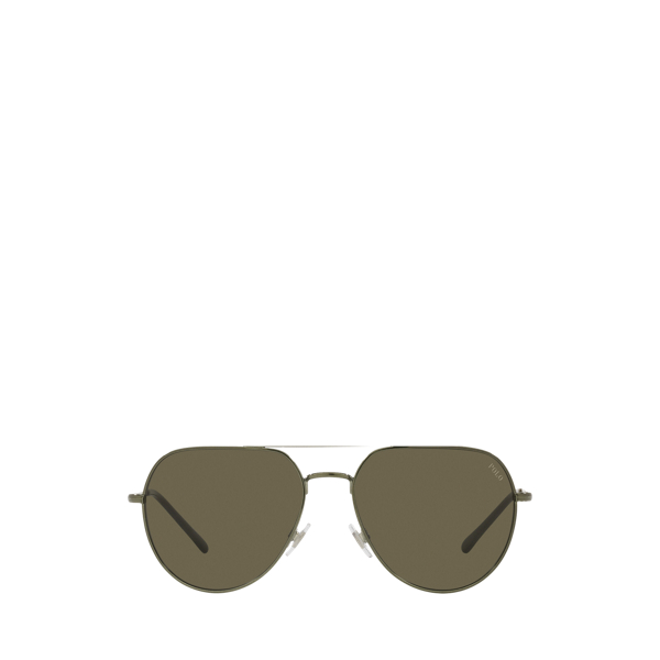 Shiny Classic Drab Olive Metal Pilot Sunglasses Polo Ralph Lauren 2