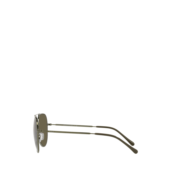 Shiny Classic Drab Olive Metal Pilot Sunglasses Polo Ralph Lauren 3