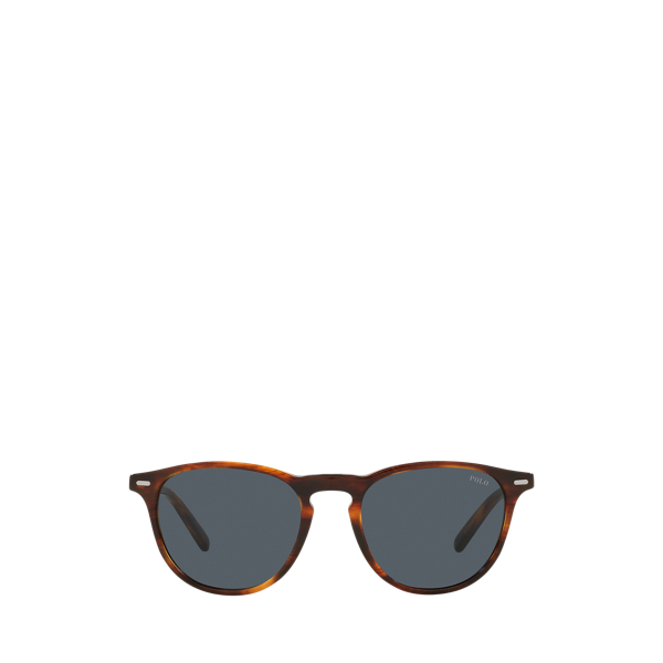 Shiny Striped Havana Heritage Round Sunglasses Polo Ralph Lauren 2