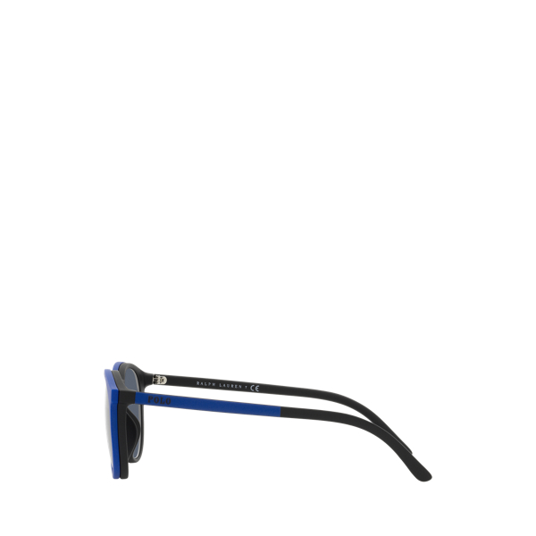 Matte Black + Royal Blue Heritage Round Glasses with Sun Lenses Polo Ralph Lauren 3