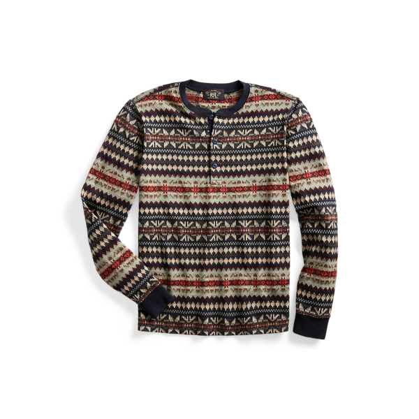 Fair Isle Jacquard-Knit Jersey Henley RRL 1