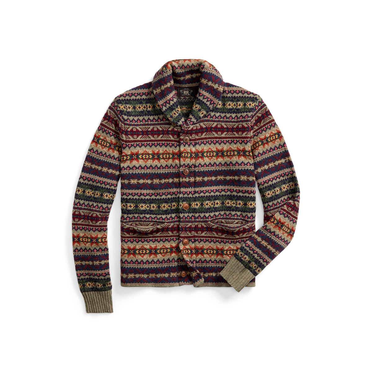 Fair isle cardigan sweater mens best sale