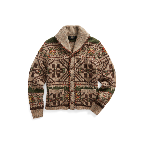 Cardigan Fair Isle & Mallard in maglia lavorata a mano RRL in 1