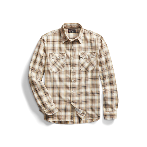 Chemise workwear en serg&eacute; &eacute;cossais RRL en 1
