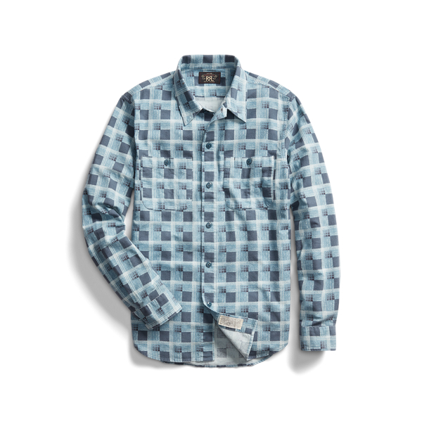 Camisa de trabalho de flanela com quadrados RRL em 1