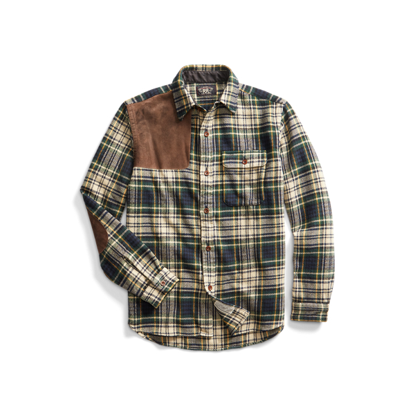 Suede-Patch Plaid Twill Workshirt RRL 1