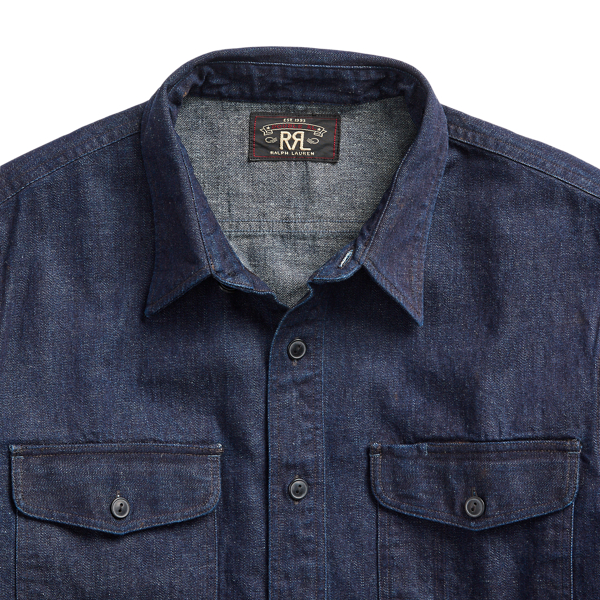 Indigo Cotton-Linen Denim Workshirt