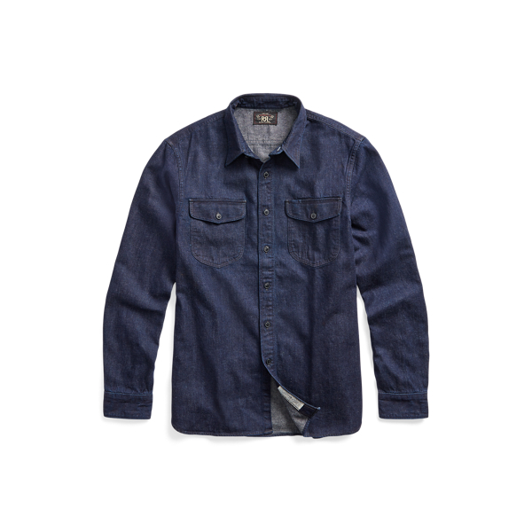 Indigo Cotton-Linen Denim Workshirt