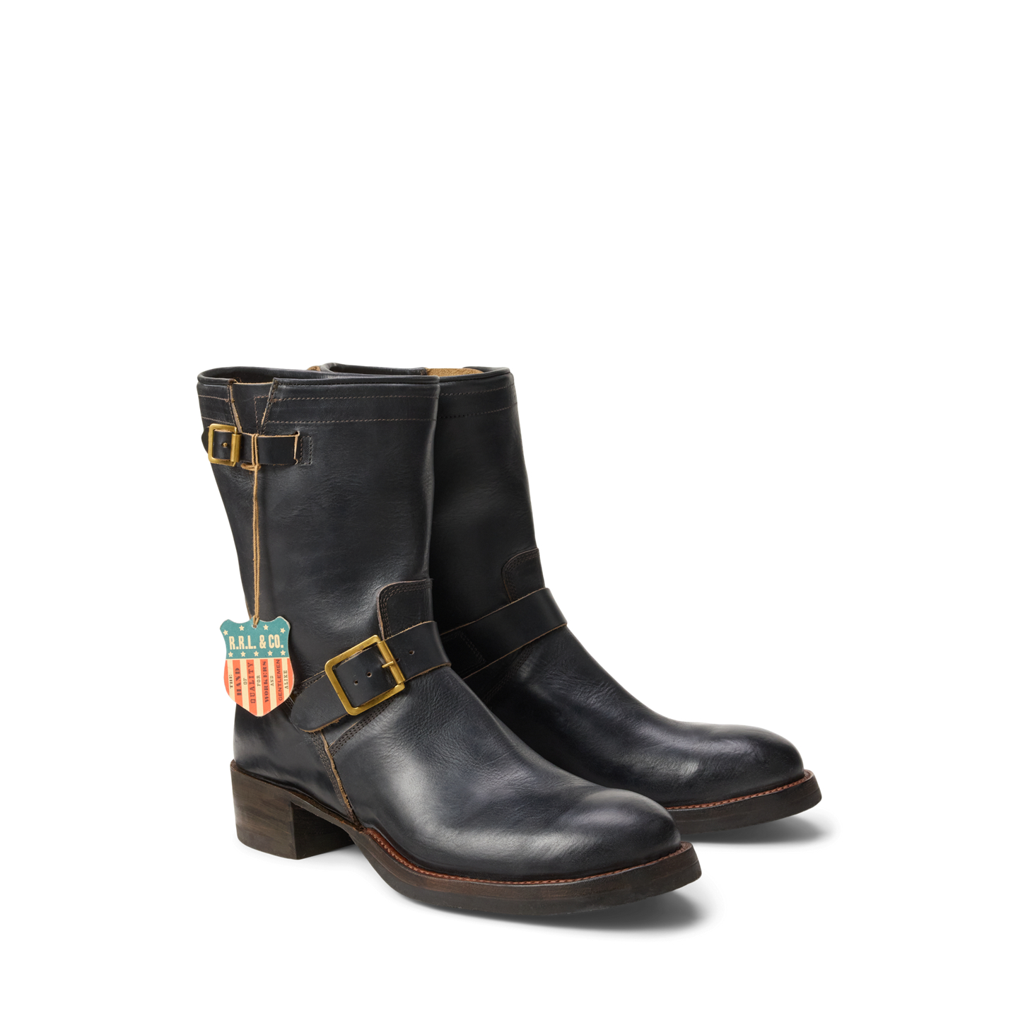 Мужские ботинки Ralph Lauren Leather, цвет: Чёрный коричневый — фото 1