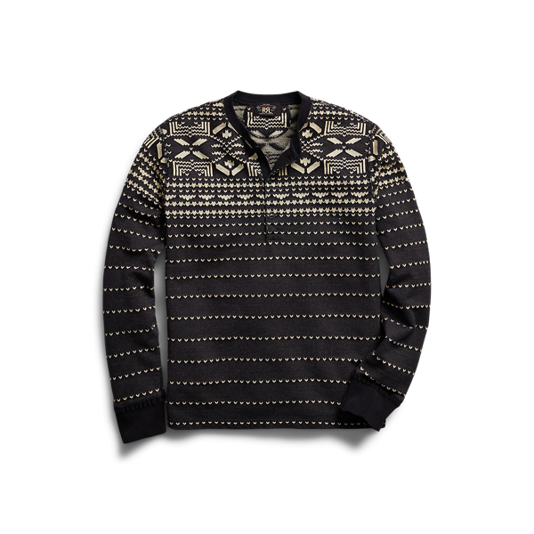 Double-Knit Jacquard Henley Shirt