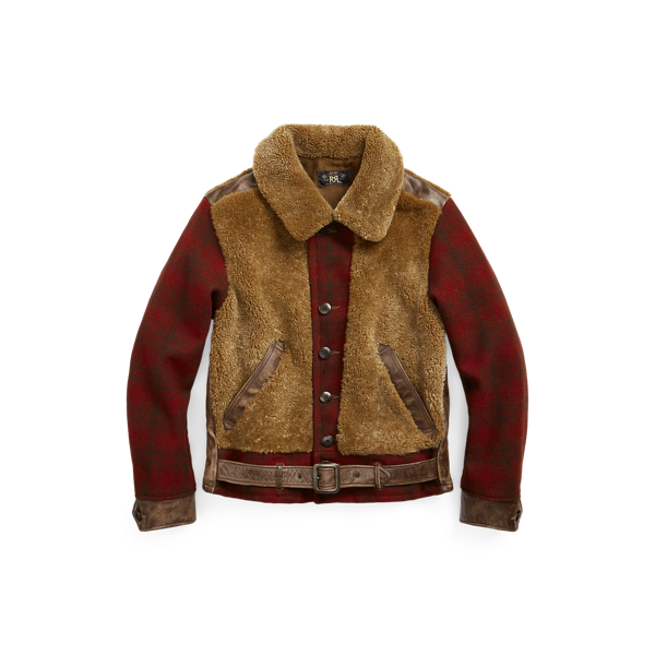 Plaid Wool &amp; Shearling Jacket RRL 1