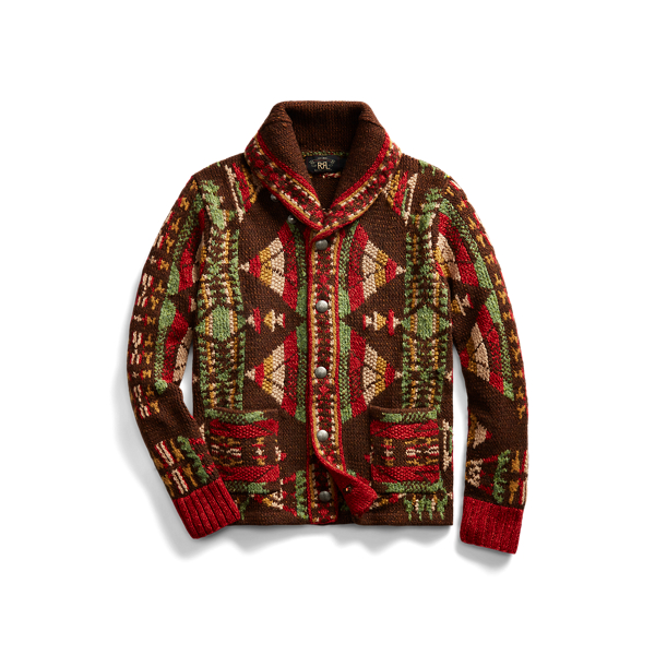 Hand-Knit Shawl-Collar Cardigan