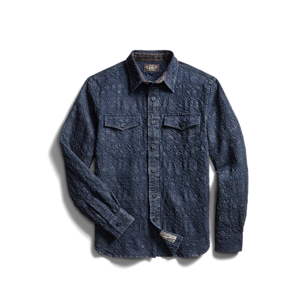 Indigo jacquard werkoverhemd RRL in 1