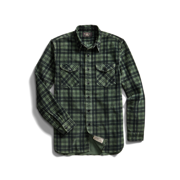 Corduroy werkoverhemd met ruitprint RRL in 1