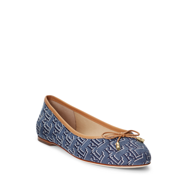 Denim Blue/Buff Jayna II Monogram Jacquard Flat Lauren 2