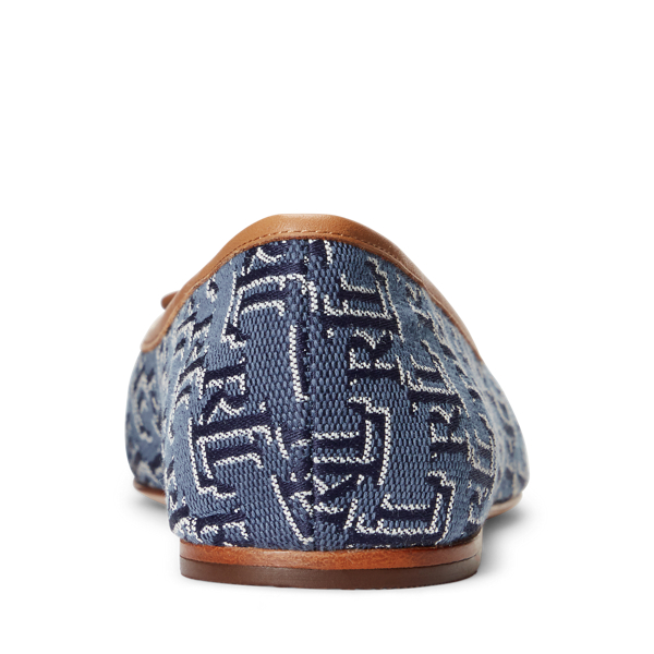 Denim Blue/Buff Jayna II Monogram Jacquard Flat Lauren 3