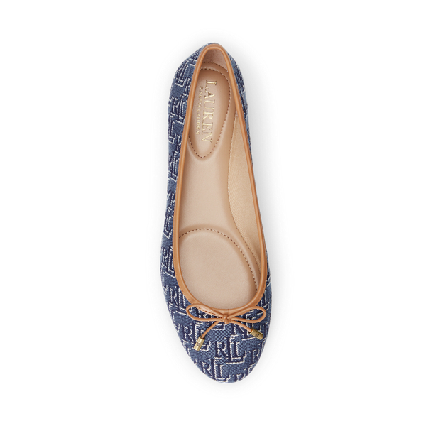 Denim Blue/Buff Jayna II Monogram Jacquard Flat Lauren 4
