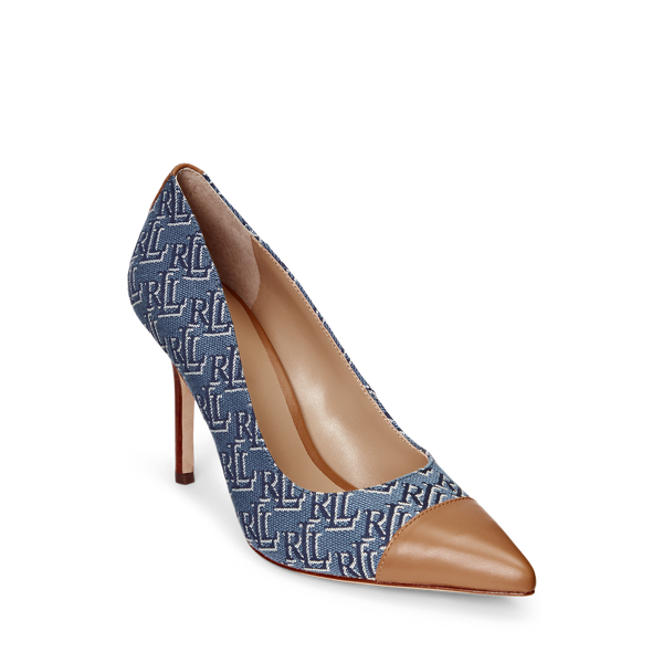 Denim Blue/Buff Lindella Monogram Jacquard Pump Lauren 2