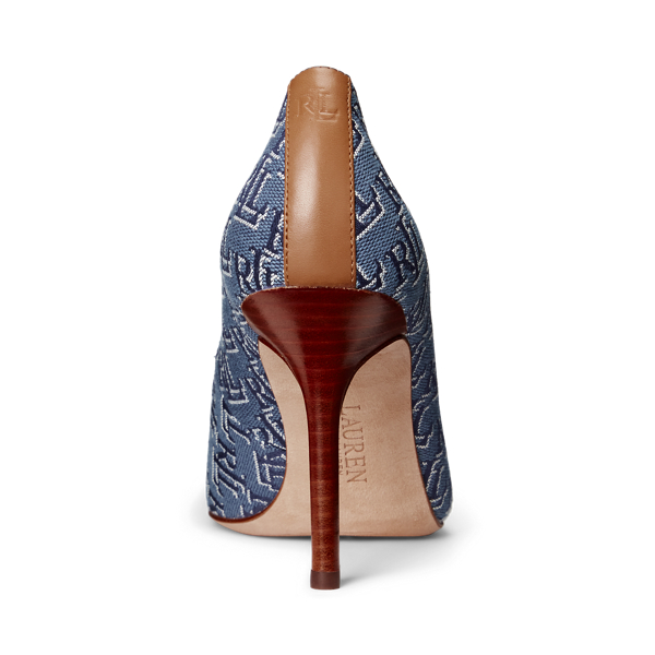Denim Blue/Buff Lindella Monogram Jacquard Pump Lauren 3