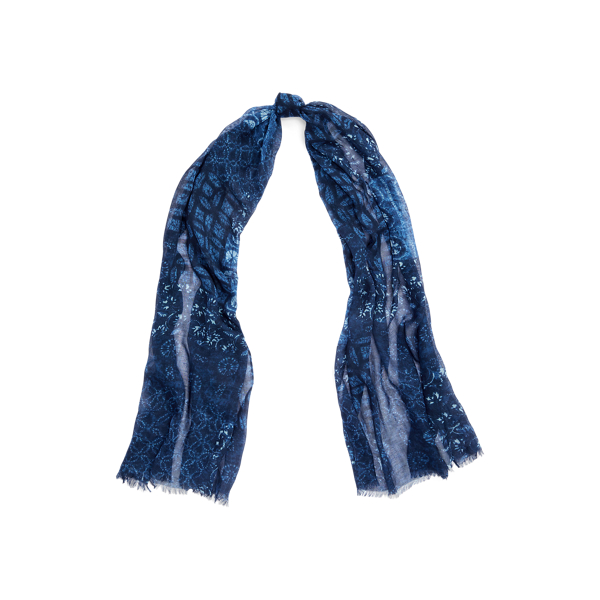 Sciarpa in misto lino stampa patchwork