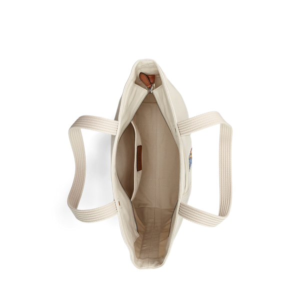 Mittelgro&szlig;e Tragetasche mit Polo Bear Polo Ralph Lauren in Ecru multi 5