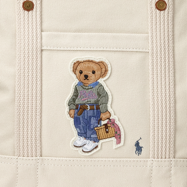 Kleine Tragetasche mit Polo Bear Polo Ralph Lauren in Ecru multi 6