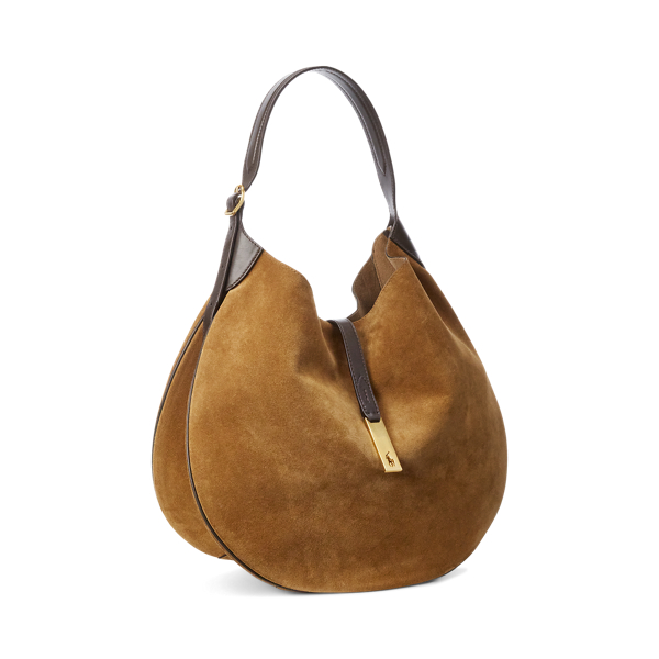 Polo ID Leather-Trim Suede Shoulder Bag