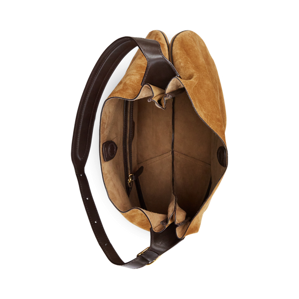 Maple/Tobacco Polo ID Leather-Trim Suede Shoulder Bag Polo Ralph Lauren 5