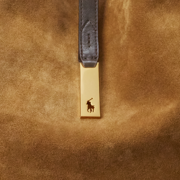 Maple/Tobacco Polo ID Leather-Trim Suede Shoulder Bag Polo Ralph Lauren 6