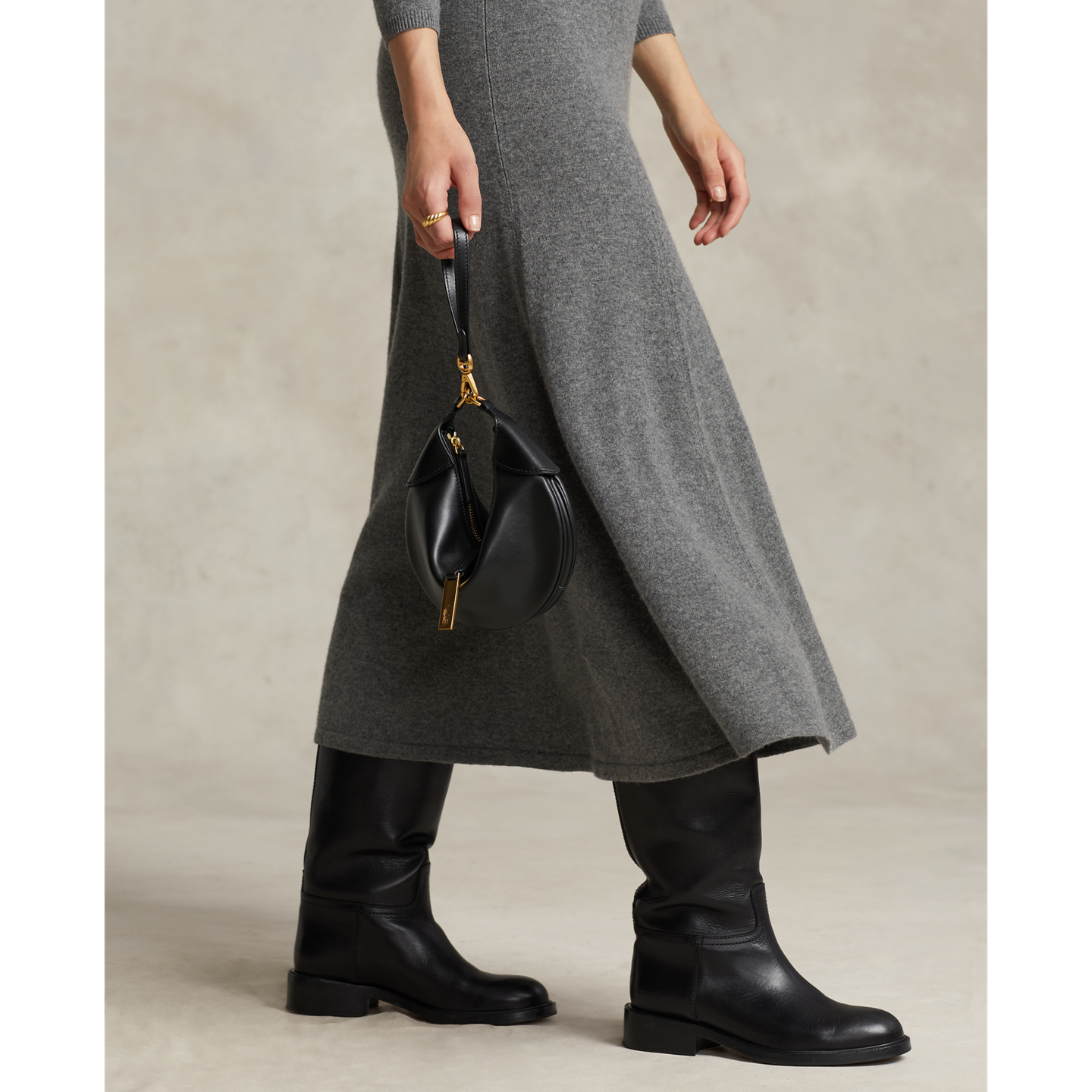 Женская сумка Ralph Lauren Polo ID Calfskin Mini Shoulder, цвет: Чёрный — фото 5