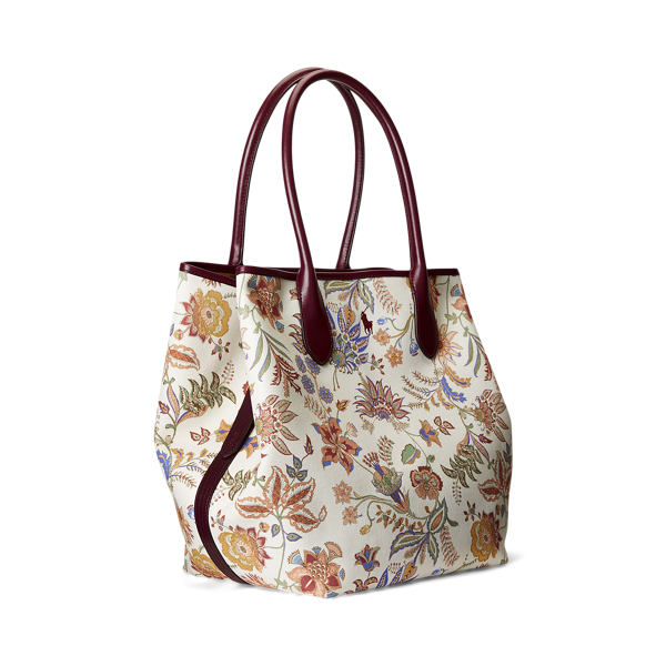 Gro&szlig;e Segeltuch-Tragetasche Bellport Polo Ralph Lauren in Wei&szlig; gebl&uuml;mt 3