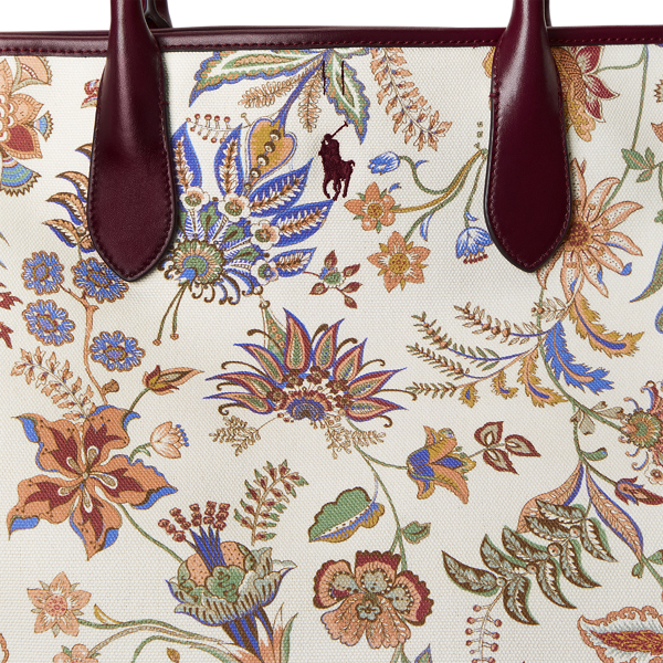 Gro&szlig;e Segeltuch-Tragetasche Bellport Polo Ralph Lauren in Wei&szlig; gebl&uuml;mt 6