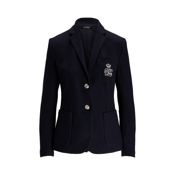Blazer &agrave; patch logo en jacquard