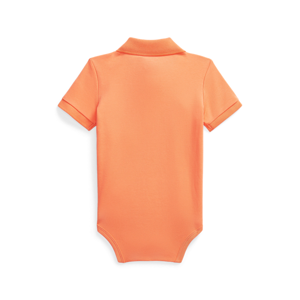 Polo-Babybody aus weicher Baumwolle Baby Boy in Sonnenuntergangs-Orange 2