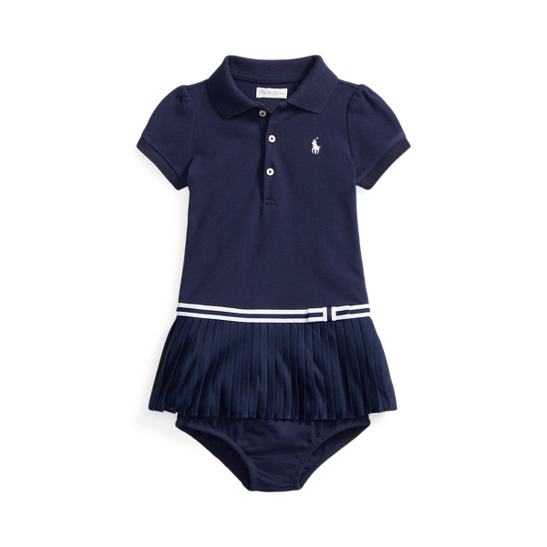 Pleated Mesh Polo Dress &amp; Bloomer