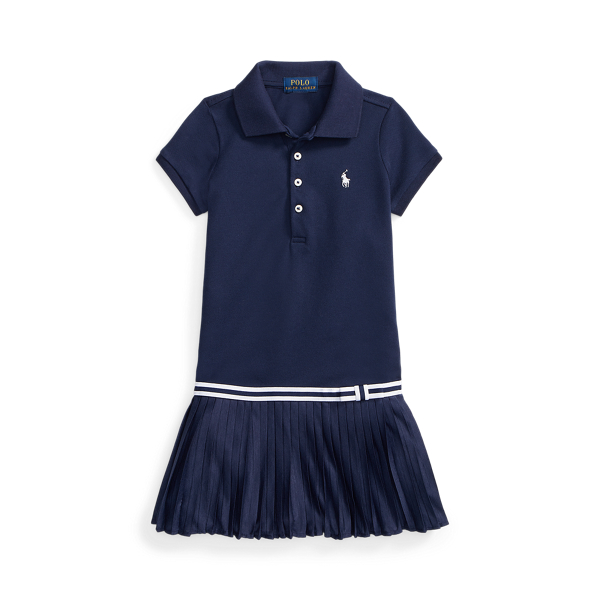 Pleated Mesh Polo Dress