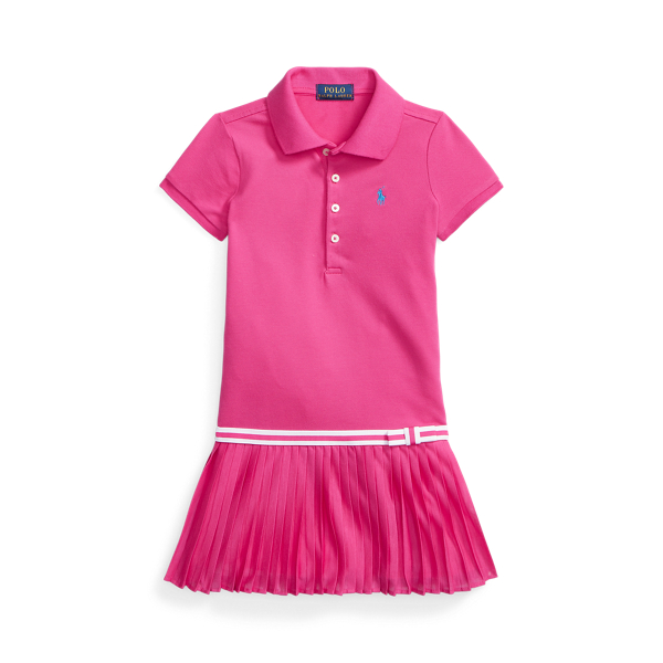 Vestido Polo em malha el&aacute;stica plissada