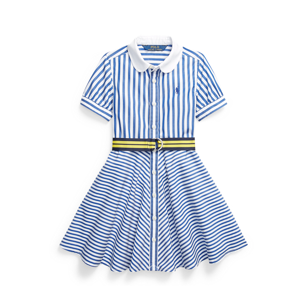 Belted Striped Cotton Poplin Shirtdress