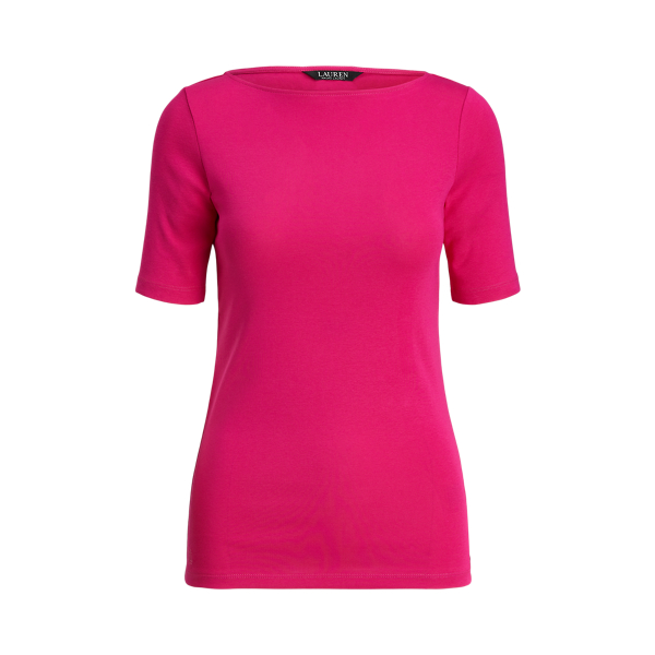 Stretch Cotton Elbow-Sleeve Top Lauren 1
