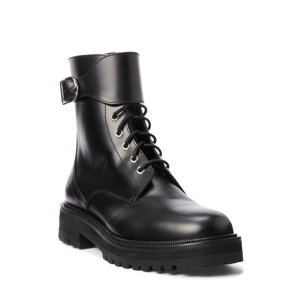 Black Buckled Calfskin Lug Boot Polo Ralph Lauren 2