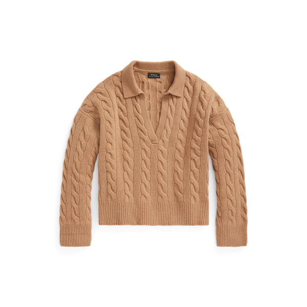 Cable-Knit Wool-Cashmere Polo Sweater Polo Ralph Lauren 1