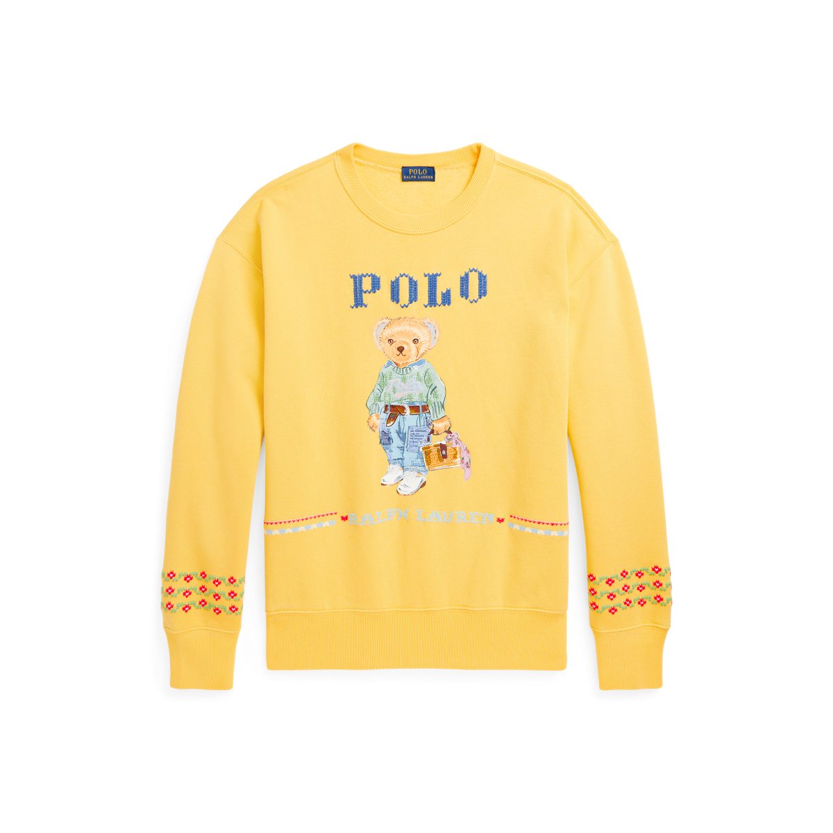 Polo Ralph Lauren Mustard Yellow good Custom/Reworked ‘Polo Bear’ 1/4 Zip Sweater