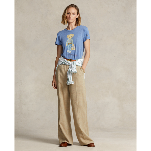 T-Shirt aus Leinenjersey mit Polo Bear Polo Ralph Lauren in Seeblau 4