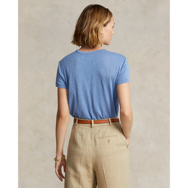 T-Shirt aus Leinenjersey mit Polo Bear Polo Ralph Lauren in Seeblau 5