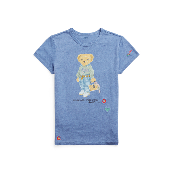 T-Shirt aus Leinenjersey mit Polo Bear Polo Ralph Lauren in Seeblau 2