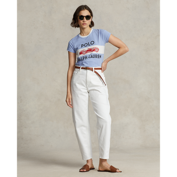 Jersey-T-Shirt mit Logo und Oldtimer Polo Ralph Lauren in Chambray-Blau 4